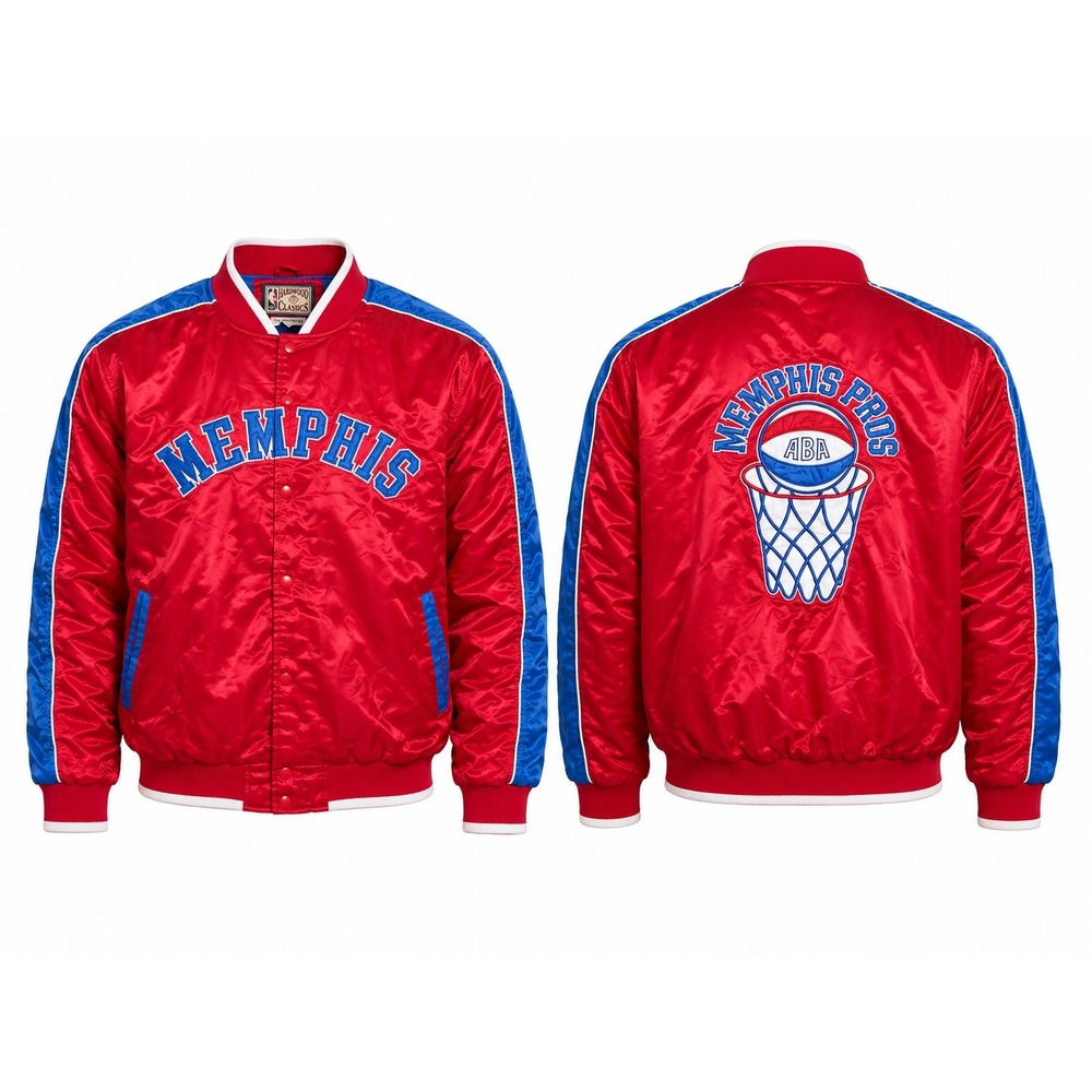 Hardwood Classics Memphis Pros ABA Jacket G-III Carl Banks Red Satin Mens XXL